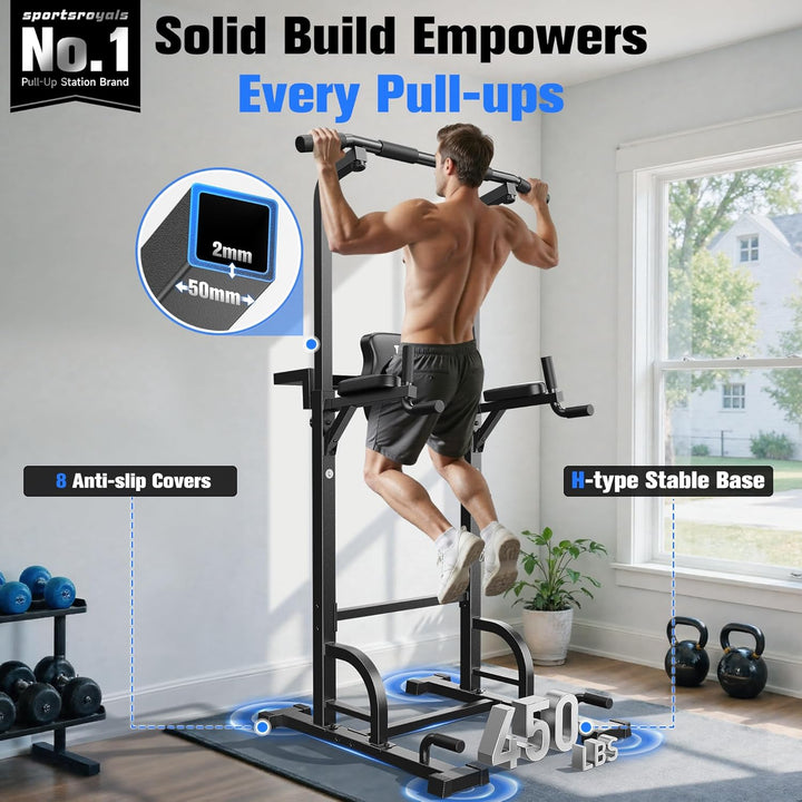 Sportsroyals Power Tower, Dip-Station, Klimmzugstange&amp;Dip Barren mit Doppel-Sicherheitsverbindung