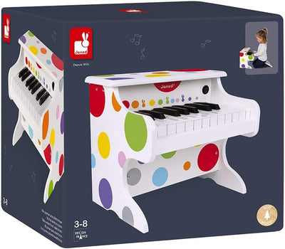 Janod - My First Confetti Elektronisches Holz-Klavier, Kinder-Musikinstrument, Spielzeugnachbildung