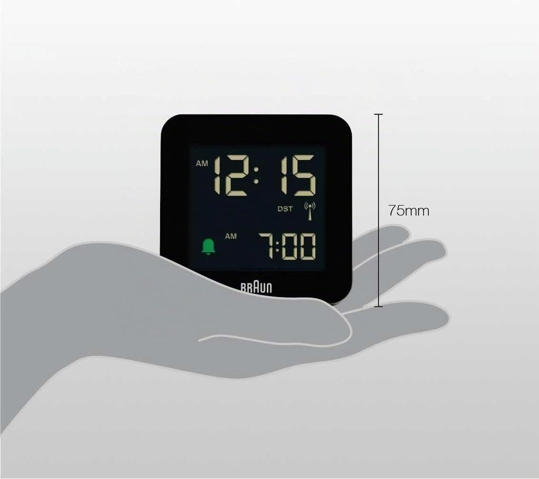 Braun Digitaler Funkwecker Mitteleuropäische Zeitzone (MEZ) mit Schlummerfunktion, Negatives LC-Disp