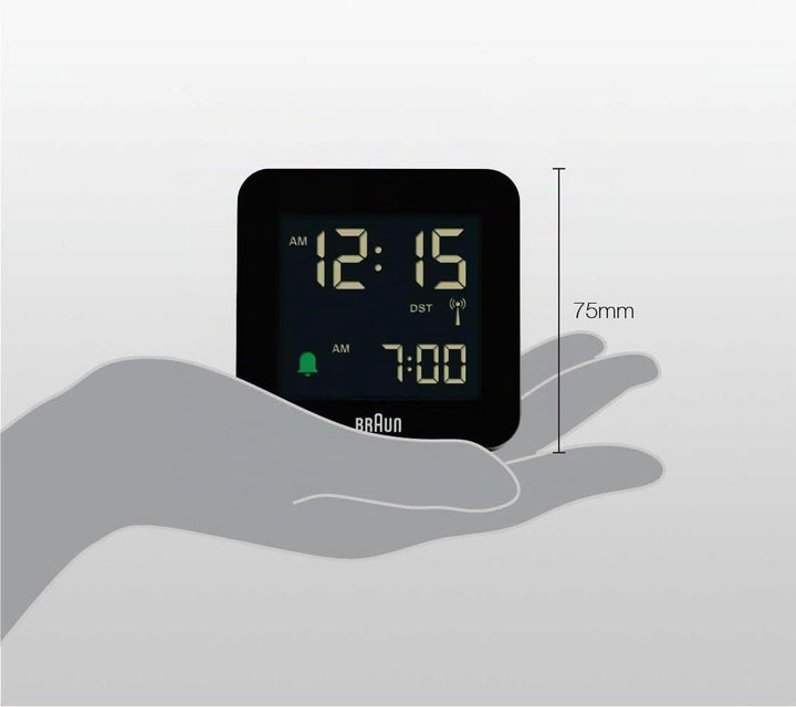 Braun Digitaler Funkwecker Mitteleuropäische Zeitzone (MEZ) mit Schlummerfunktion, Negatives LC-Disp