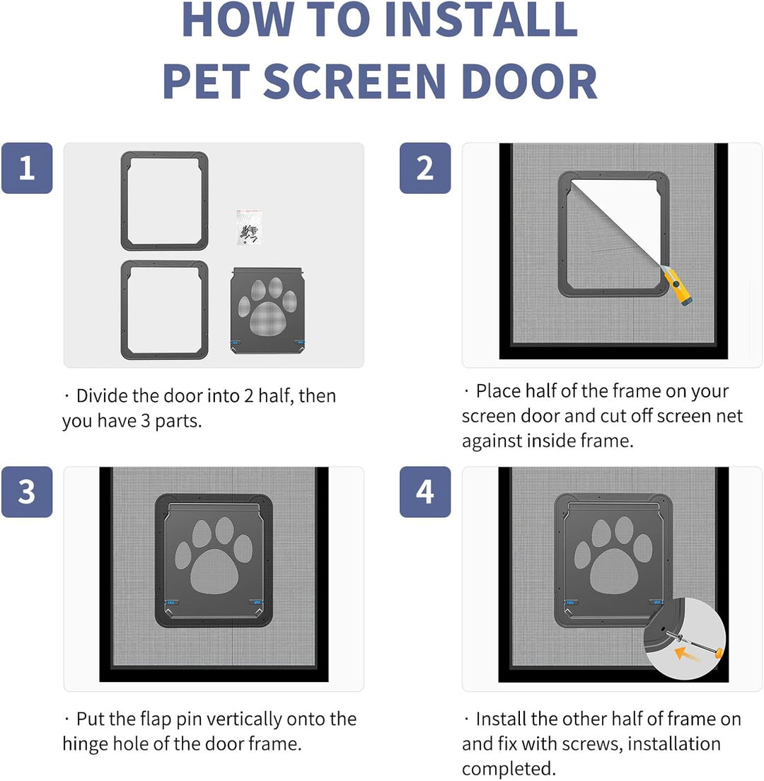 NAMSAN Haustierklappe Fliegengitter mit Magnet Hundeklappe für Fliegengittertür Abschliessbar Hausti