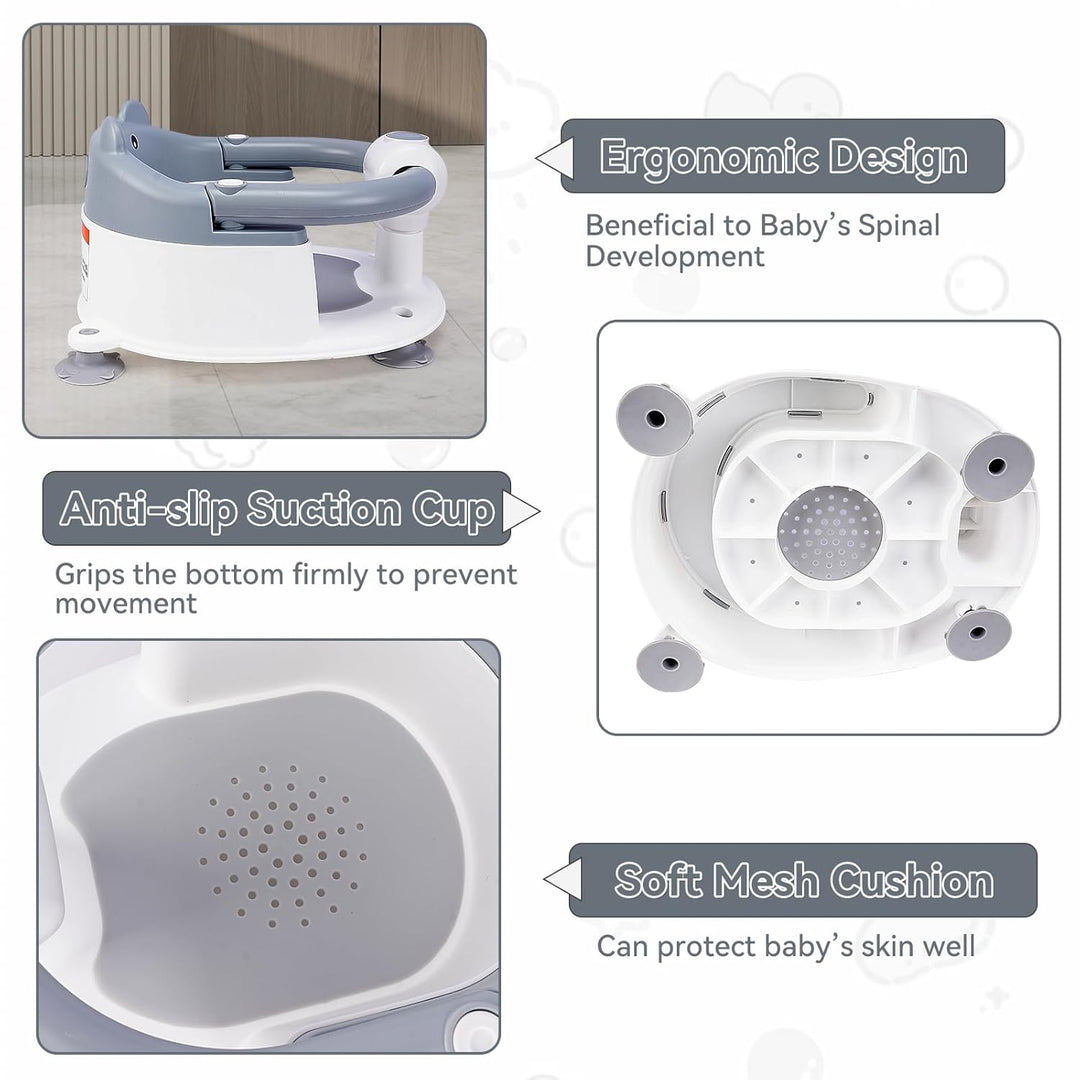 Badewannensitz Baby ab 6 Monate,Baby Badewannensitz,Bär Rutschfester Badesitz Baby,Sicherer Tragbare