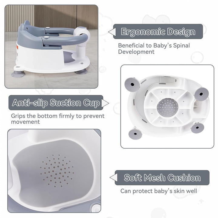Badewannensitz Baby ab 6 Monate,Baby Badewannensitz,Bär Rutschfester Badesitz Baby,Sicherer Tragbare