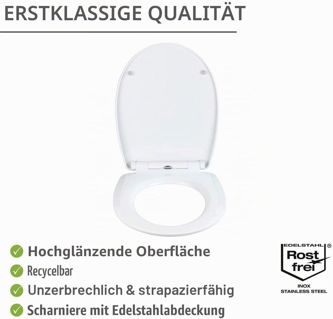 WENKO WC-Sitz Boat, High Gloss Oberfläche, Toilettendeckel mit Absenkautomatik aus bruchstabilem The