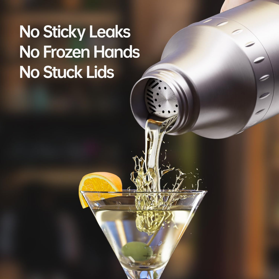 Cocktail Shaker Set mit Stapelbaren Bechern 900ml Premium Edelstahl Frostsicherer Doppelwand-Barkeep