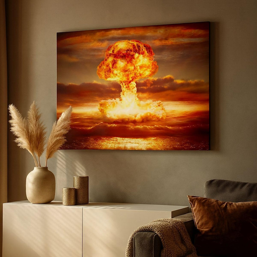 Bilder auf Leinwand Krieg Atombombe Pilz Apokalypse Leinwandbild 70x50cm Wandbilder Dekoration Wohnz