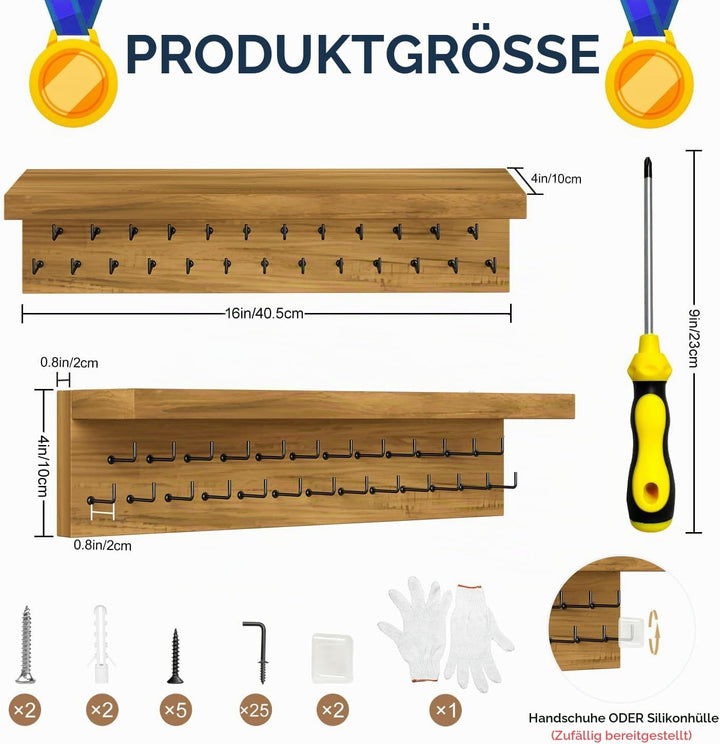DSVENROLY Medaillenhalter Display Trophy Shelf Organizer, Stabiler Medaillenhalter Ausstellungsständ