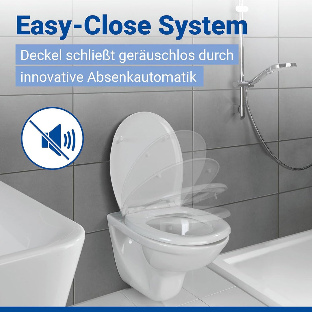 WENKO WC-Sitz Rieti, hygienischer Toilettensitz mit Absenkautomatik, stabiler WC-Deckel bis 350 kg b