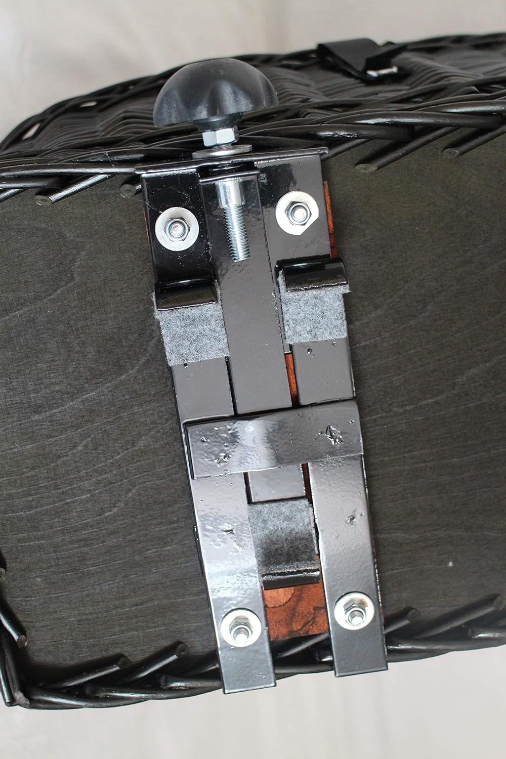 Hundefahrradkorb für Gepäckträger aus Weide mit Metallgitter und Kissen Schwarz XL oder XXL Gepäcktr