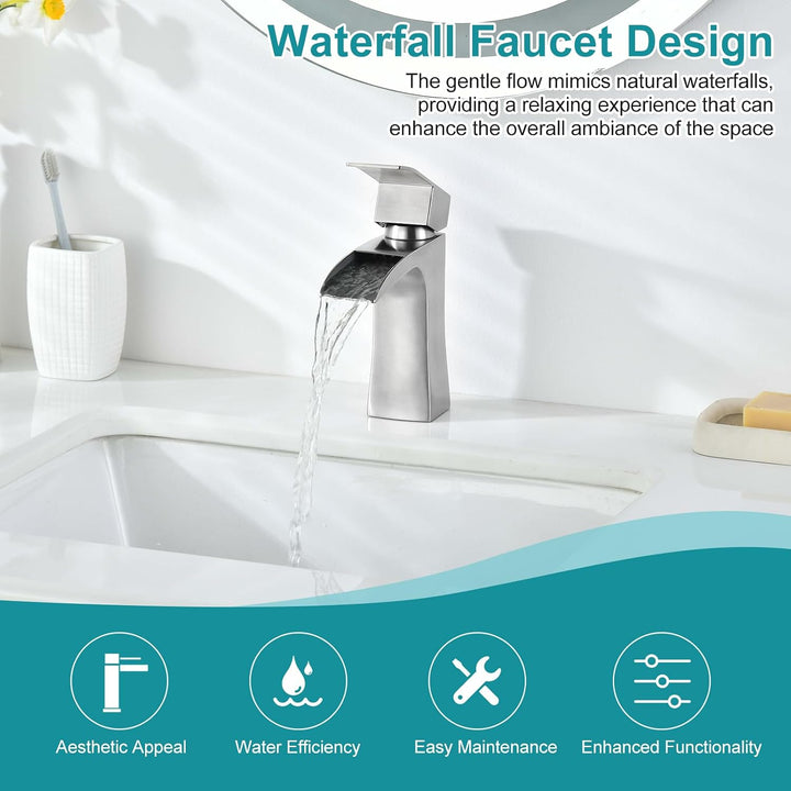 Waschtischarmaturen, Wasserfall-Armaturen für Waschbecken, quadratisch, modern, Garderobenarmatur, E