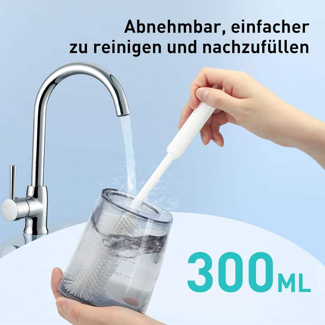 COSLUS Munddusche Kabellos Elektrischer Zahnreiniger: 4 Modi Tragbare Zahndusche 300ml Wassertank Mu