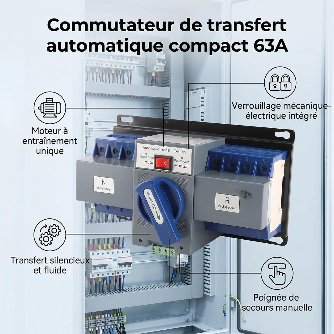 Mini 63A 4P Dual Power Automatic Transferschalter Stellen Sie die Funktion des schnellen Schliessens