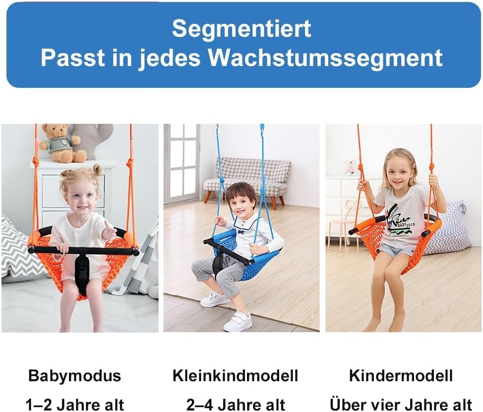 2-in-1-Schaukel für Kleinkinder. Schaukelsitz für Kinder mit verstellbaren Seilen, Robustes Seilspie