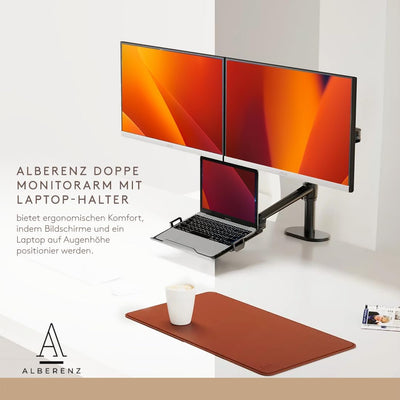 Alberenz® 3-in-1 Doppel Monitor Halterung mit Laptop Ständer, verstellbare Bildschirmhalterung für 1