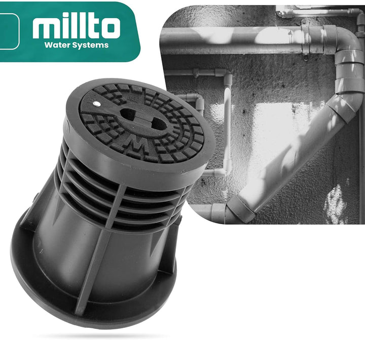 Millto™ Revisionsschacht aus Gusseisen mit Metallabdeckung, Mannloch rund 160 mm 270 mm Schwarz