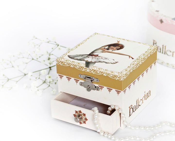 Trousselier 6260703 Musikspieldose für Kinder, Ballerina, nachtleuchtend, Schmuckschatulle mit auszi