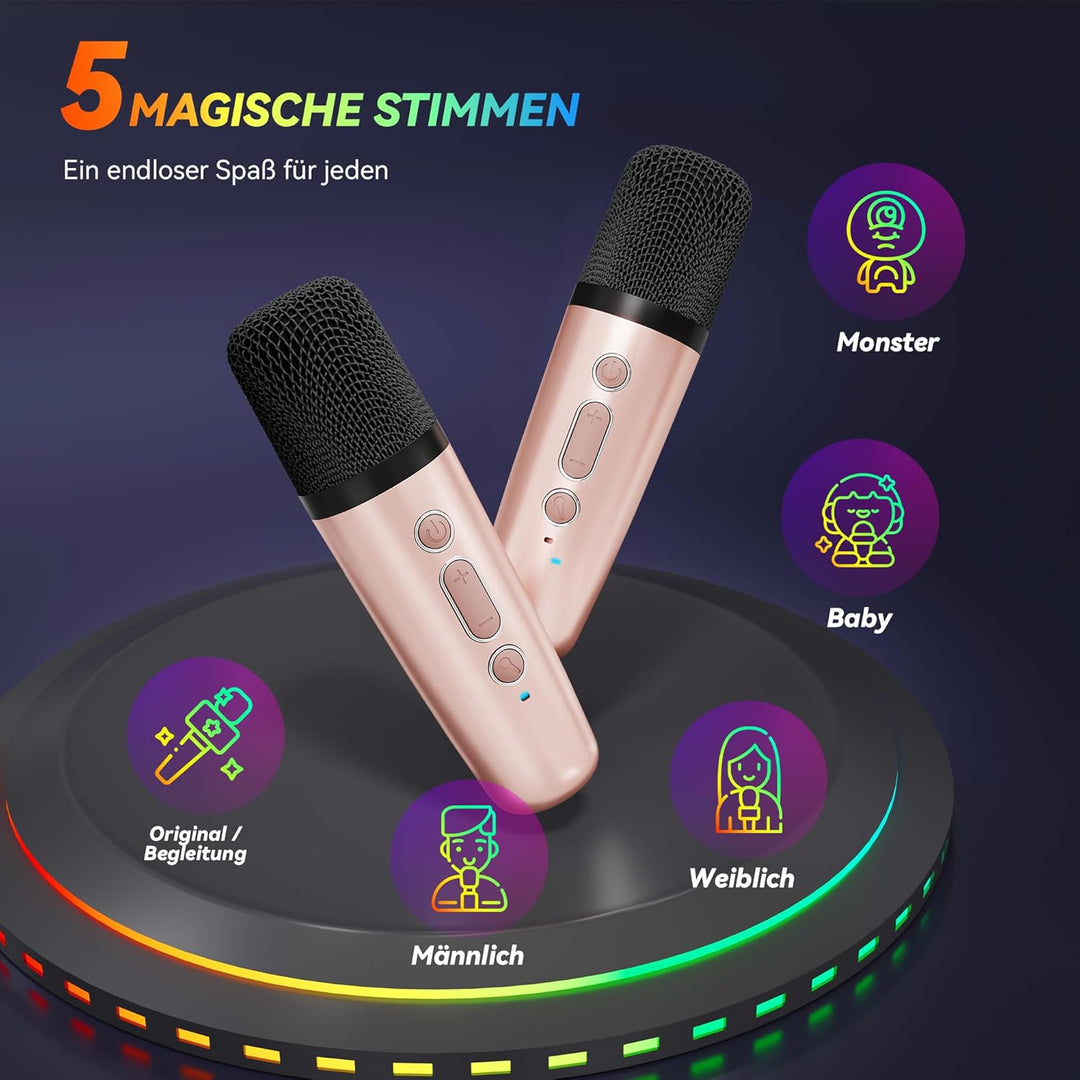 [2025] Karaoke Maschine mit 2 Karaoke Mikrofonen Musikinstrumentzubehör: Wowstar Karaoke Anlage mit