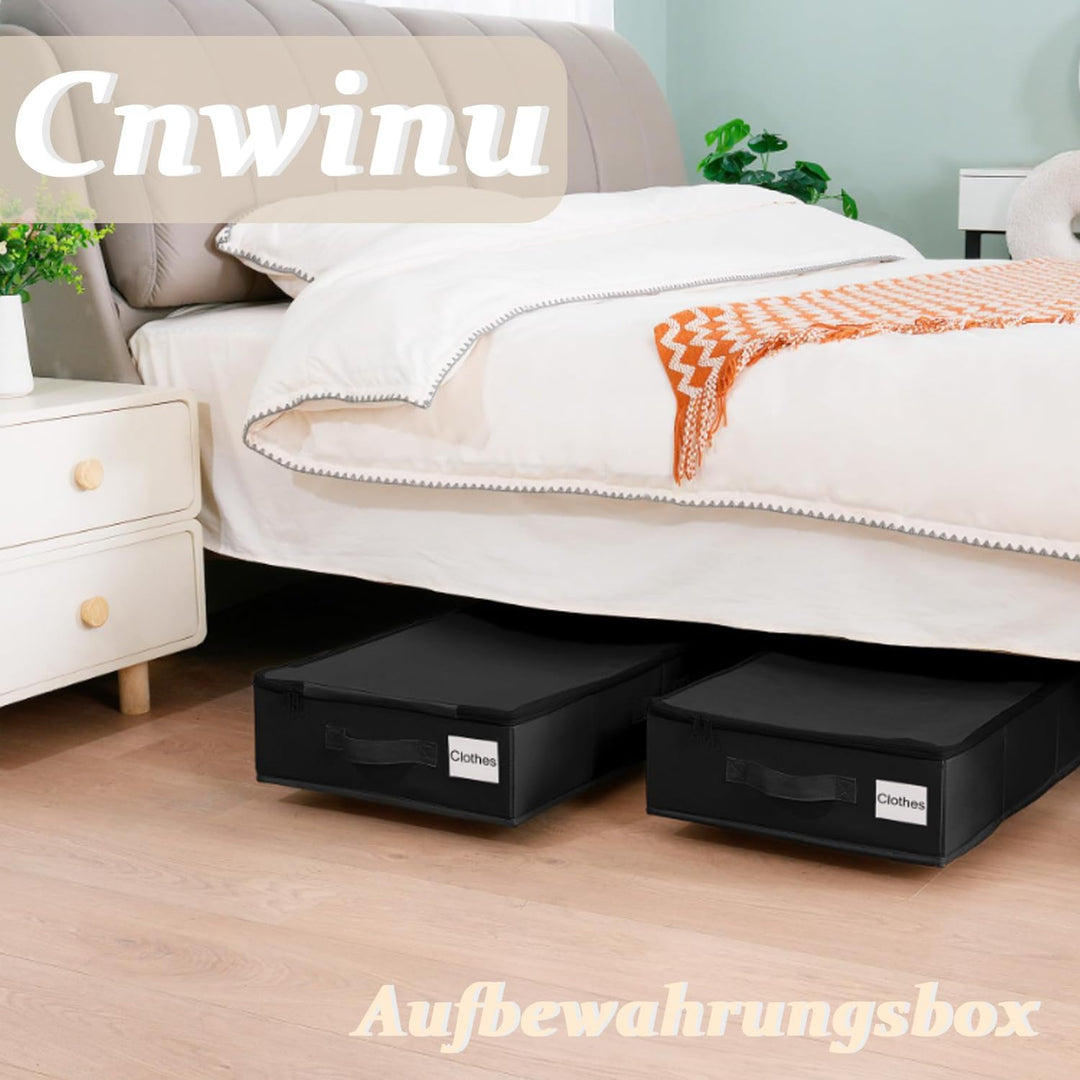 2 Stück Unterbett Aufbewahrungsbox, 50L Faltbare Unterbett Aufbewahrung mit Deckel, Unterbettkommode