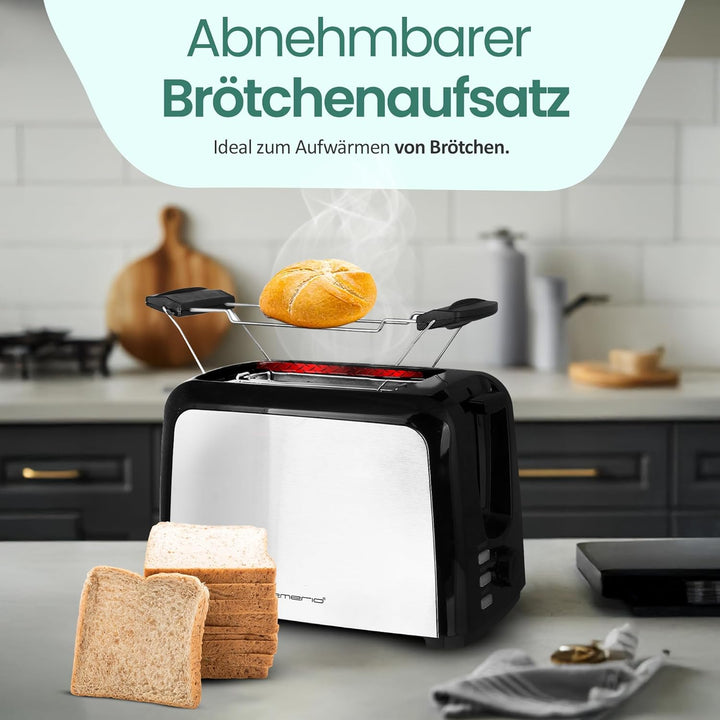 Emerio Toaster 2 extra Breiten Toastschlitzen Zentrierfunktion,herausnehmbare Krümelschublade,Abbruc