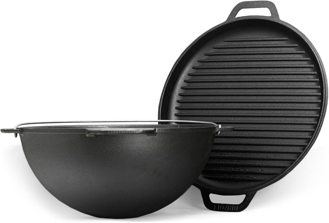 SET Kukmara Uchag Utschak 40cm mit BRIZOLL 15 Liter Kasan Kazan aus Gusseisen + GRILL Pfannendeckel