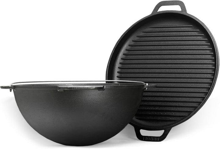 SET Kukmara Uchag Utschak 40cm mit BRIZOLL 15 Liter Kasan Kazan aus Gusseisen + GRILL Pfannendeckel