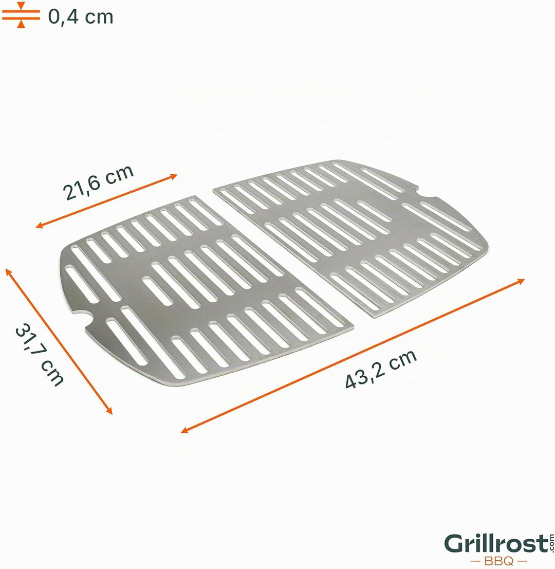 Edelstahl INOX Grillrost für die Weber Q1000 Baureihe | spülmaschinenfest - ZWEIGETEILT - Grillrost