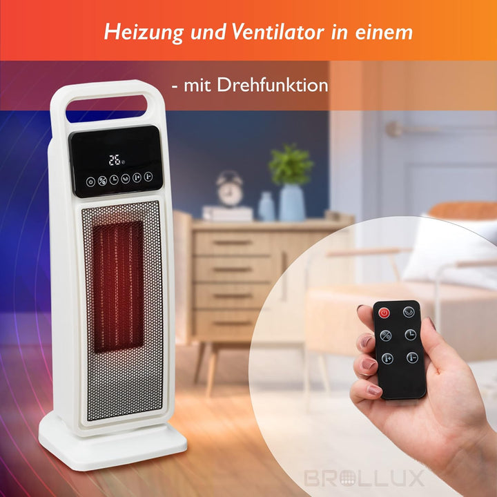 Elektroheizung & Ventilator 2000W LUX15 mit Fernbedienung Thermostat & Lüfter Heizgerät mobile elekt