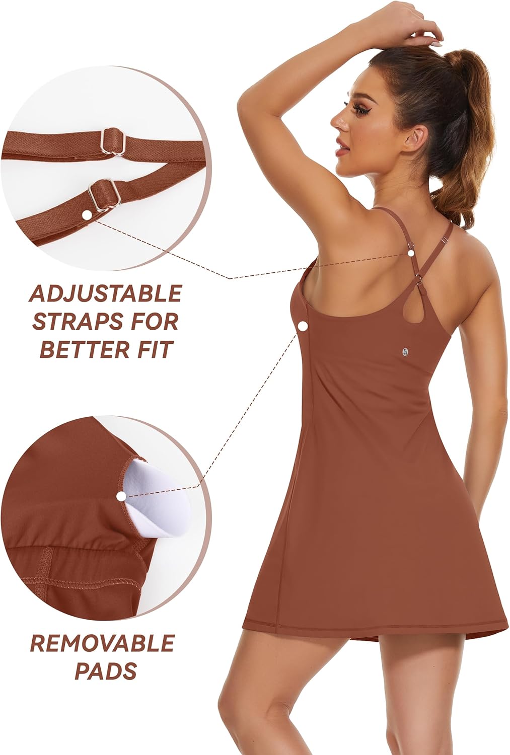 Desol Damen-Tenniskleid, Golf-Trainingskleid mit integrierten BH- und Shorts-Taschen, sportliche Tra