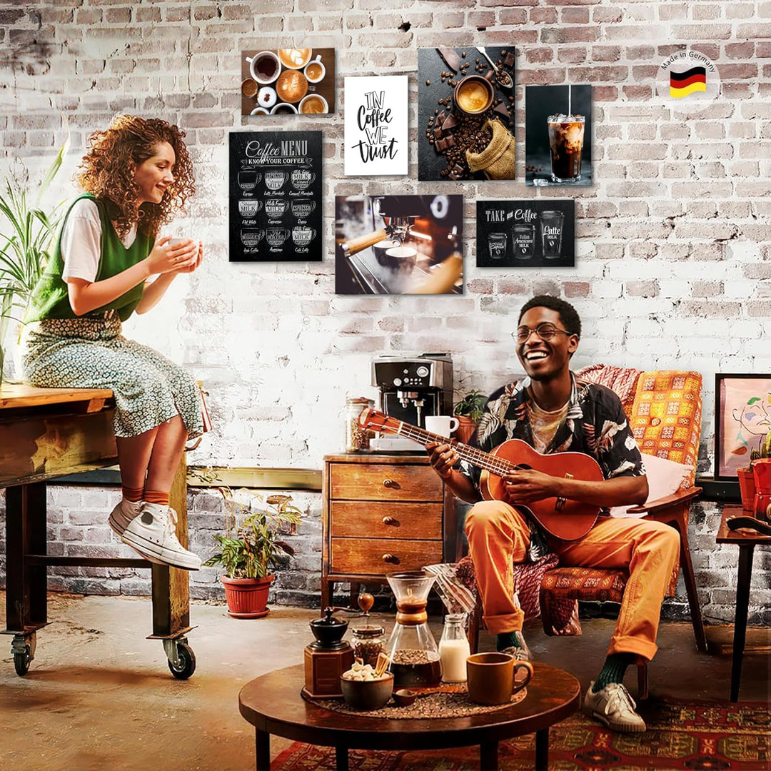 Novart Wandbilder Kaffee Coffee - KOMPLETT AUFHÄNGFERTIG - Küche Esszimmer Küchenbilder- 7 Moderne M