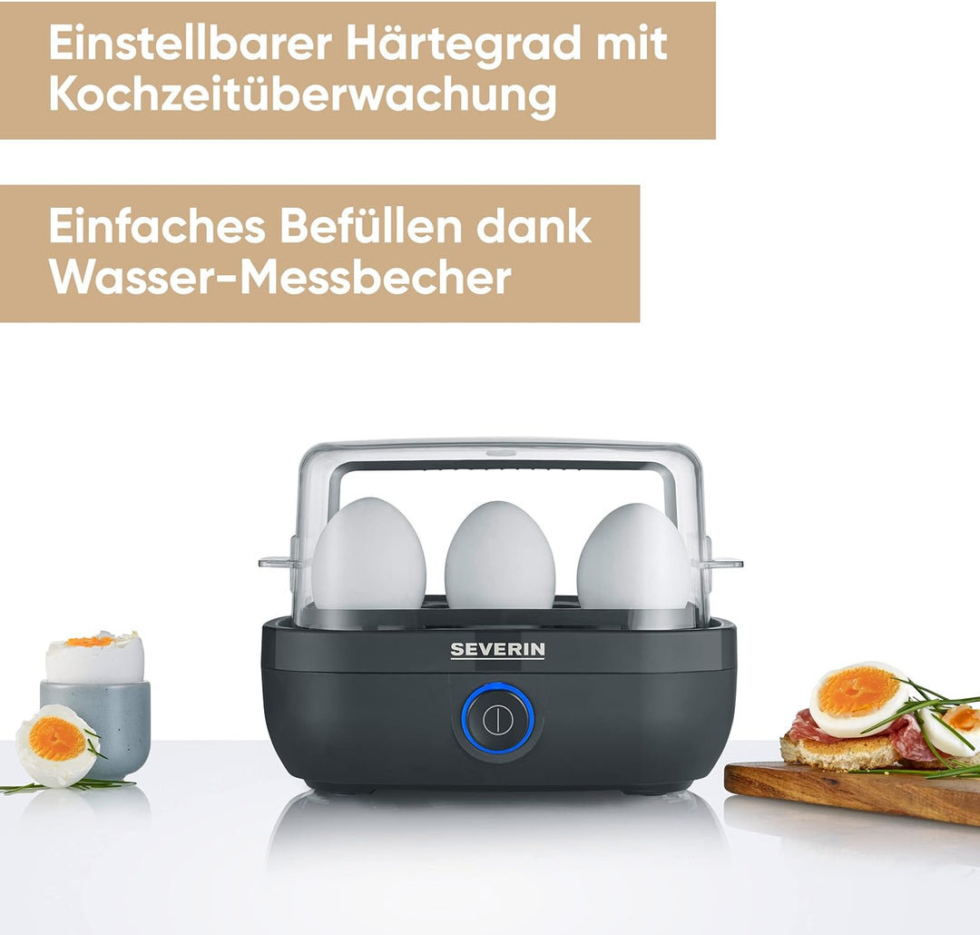 SEVERIN Eierkocher für 6 Eier mit elektronischer Kochzeitüberwachung, inkl. Messbecher mit Eierstech