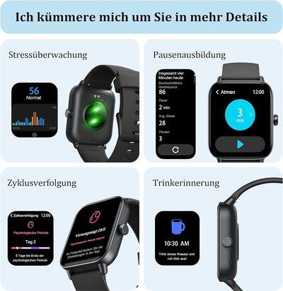 KALINCO Smartwatch für Damen Herren, Fitnessuhr 1.8 Zoll mit Telefonfunktion, Fitness Tracker Alexa