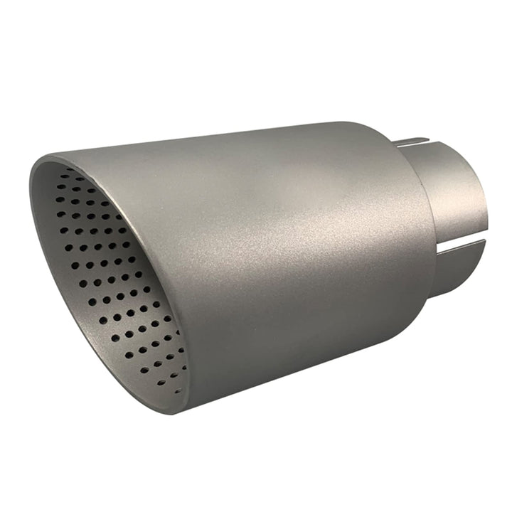 63mm Auspuffspitzen Auspufftopf Edelstahl und Frost mit Löchern Auto End Endschalldämpfer, Einlass 2
