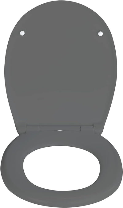 WENKO WC-Sitz Vorno Neo Grau, hygienischer Toilettendeckel mit Absenkautomatik, Toilettensitz aus br