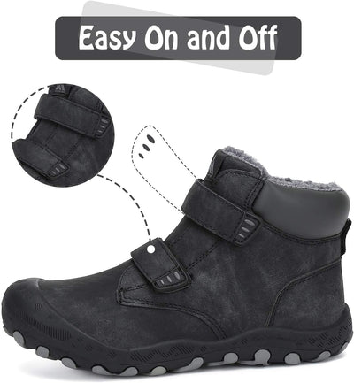 Mishansha Kinder Winterschuhe Gefüttert Winterstiefel für Jungen Mädchen Gr.24-38 34 EU Schwarz, 34