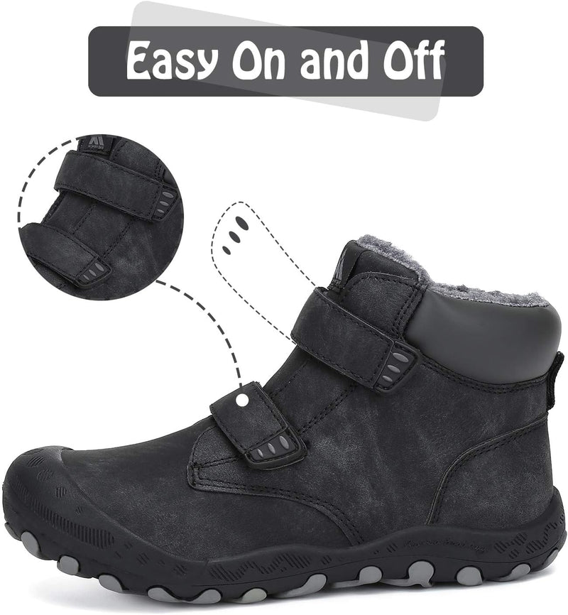 Mishansha Kinder Winterschuhe Gefüttert Winterstiefel für Jungen Mädchen Gr.24-38 28 EU Schwarz, 28