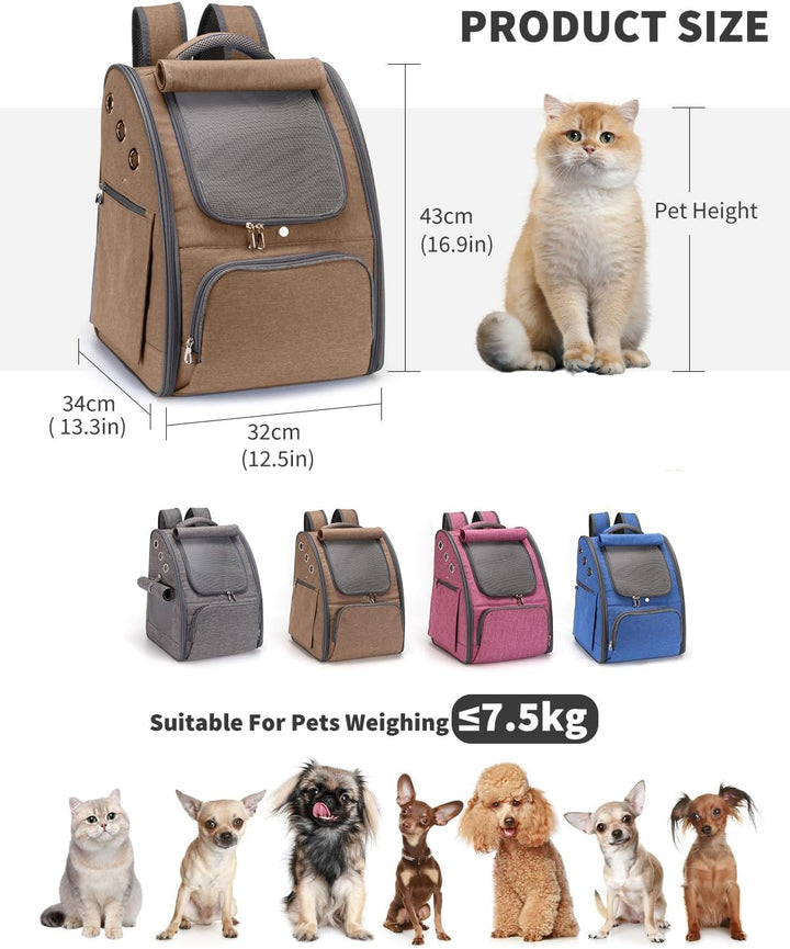 PETCUTE Hunderucksack Atmungsaktiv Katzenrucksack Hundetragetasche Faltbar Haustier Rucksäcke Wander