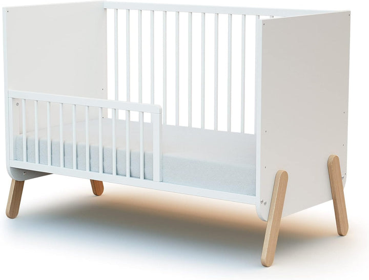 AT4 – Babybettgitter 120 cm FESTIVEE Weiss – 120 x 32 x 4 cm | Einfach zu installieren | MassivHolz,