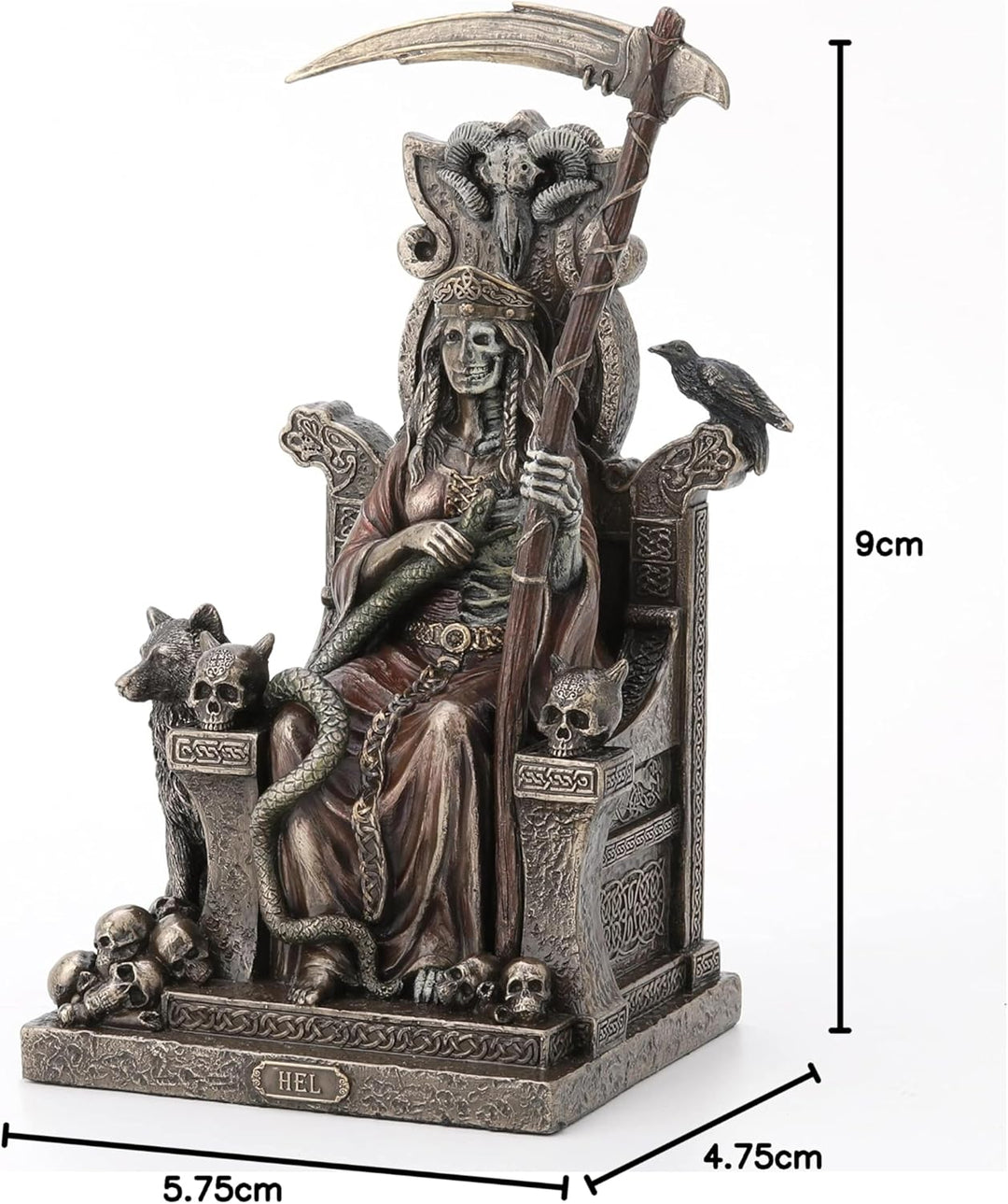 Veronese Design Skulptur Hel, die nordische Göttin von Helheim, Kaltgussharz, Antik-Bronze-Finish, S
