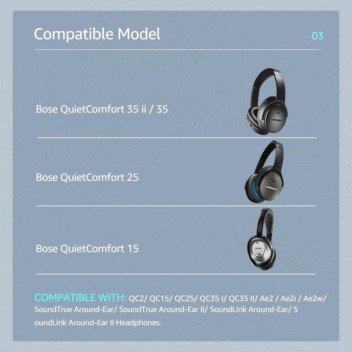 Cooling-Gel QuietComfort 35 / QC35 ii Ersatz-Ohrpolster für Bose-Kopfhörer, auch passend für Bose QC
