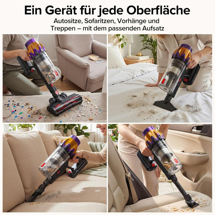 Lubluelu Akku Staubsauger Kabellos, 45kPa Saugkraft/50 Min Laufzeit, mit Selbststehend-Funktion&amp;Anti