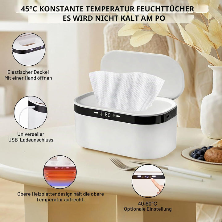 Feuchttuch Wärmer, 3 Heizstufen &amp; Konstanttemperatur 10W USB Wipes Warmer mit LED-Nachtlicht Schnell