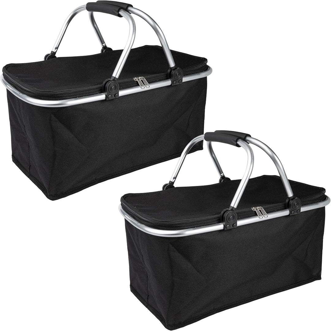 ONVAYA® Einkaufskorb faltbar mit Kühlfunktion | schwarz/gelb/blau | Faltkorb mit Deckel | Isolierkor