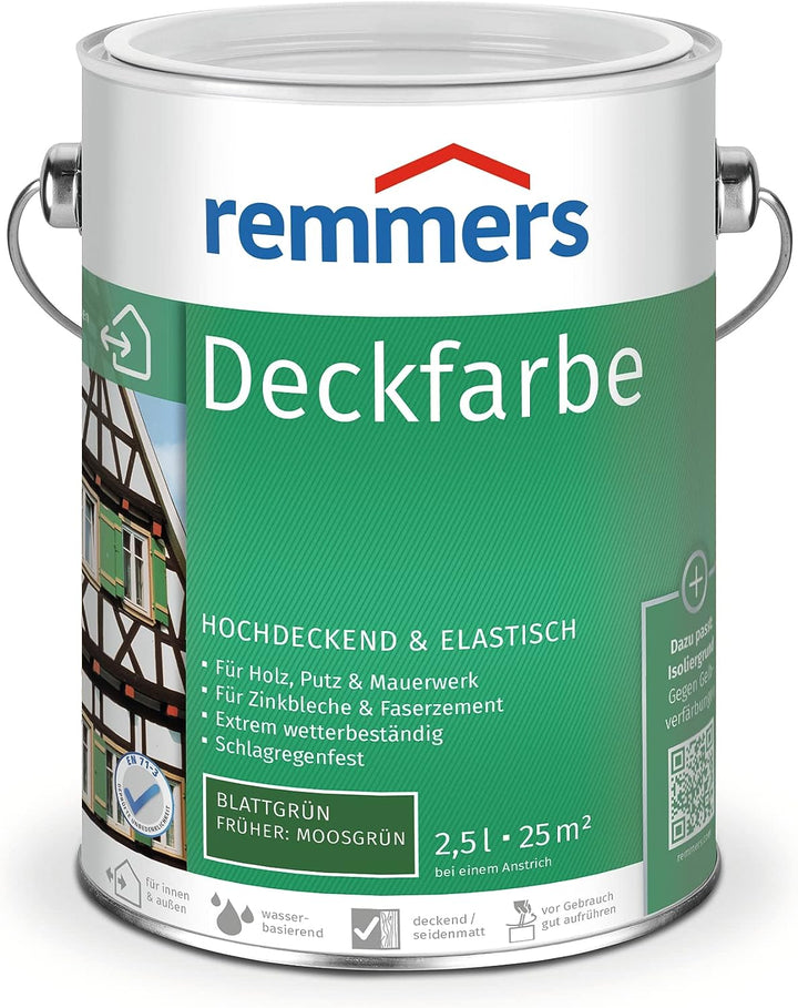 Remmers Deckfarbe - moosgrün 2,5L 2.50 l (1er Pack) blattgrün, 2.50 l (1er Pack) blattgrün