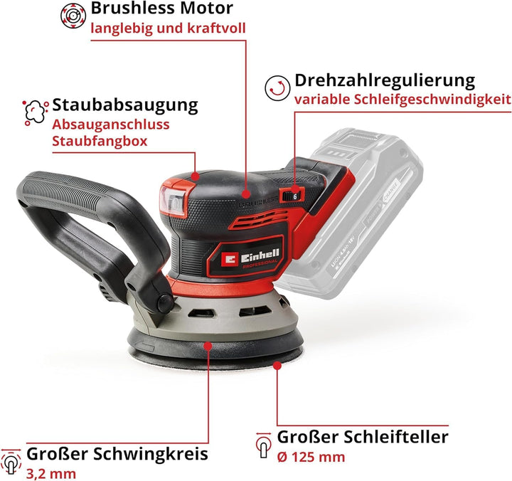 Einhell Professional Akku-Exzenterschleifer TP-RS 18/32 Li BL-Solo Power X-Change (18 V, Brushless,