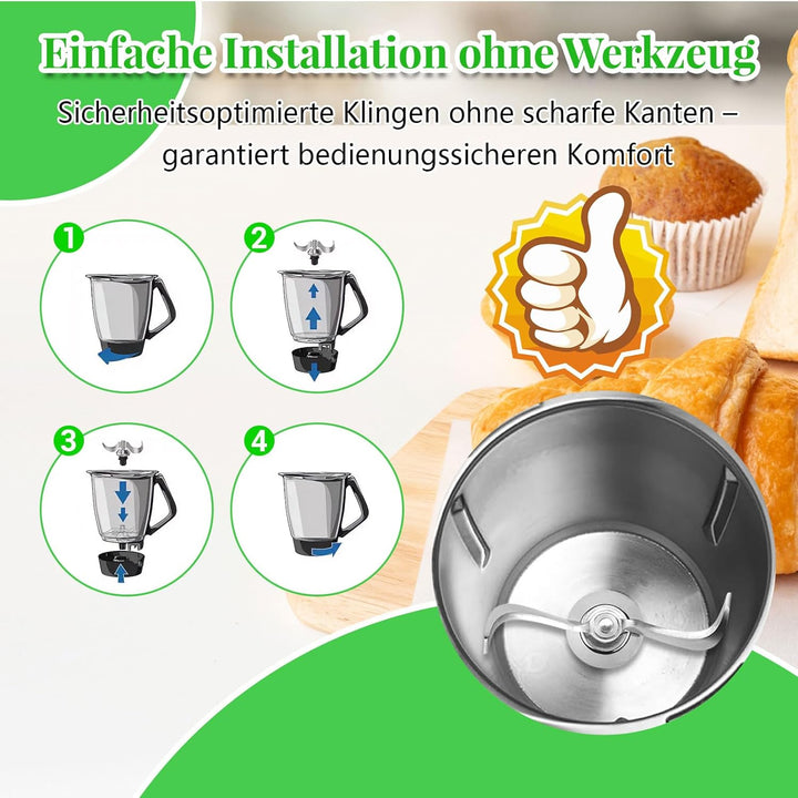 Hossom Teigmesser für Thermomix TM6/ TM5, Ersatzteile für Thermomix Messer, Edelstahl Teigmischmesse