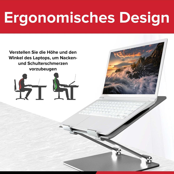 LYNXER Laptop Ständer Höhenverstellbar, Faltbarer Laptop Stand, ergonomischer und belüfteter Möbel f