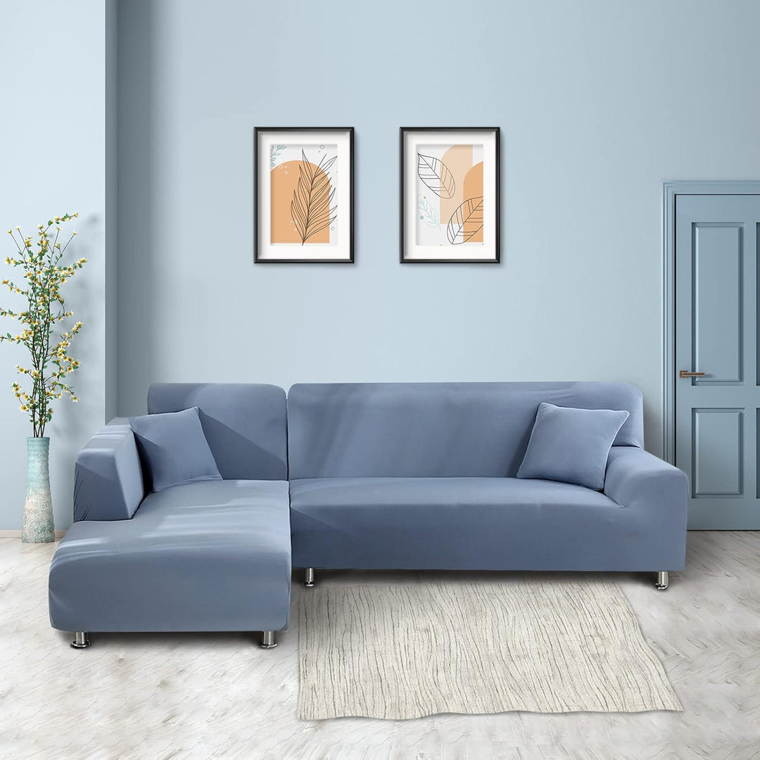Sofabezug Ecksofa L Form Sofa Überwürfe Stretch Sofabezug L Form Rechts oder Links mit Zwei Kissenbe