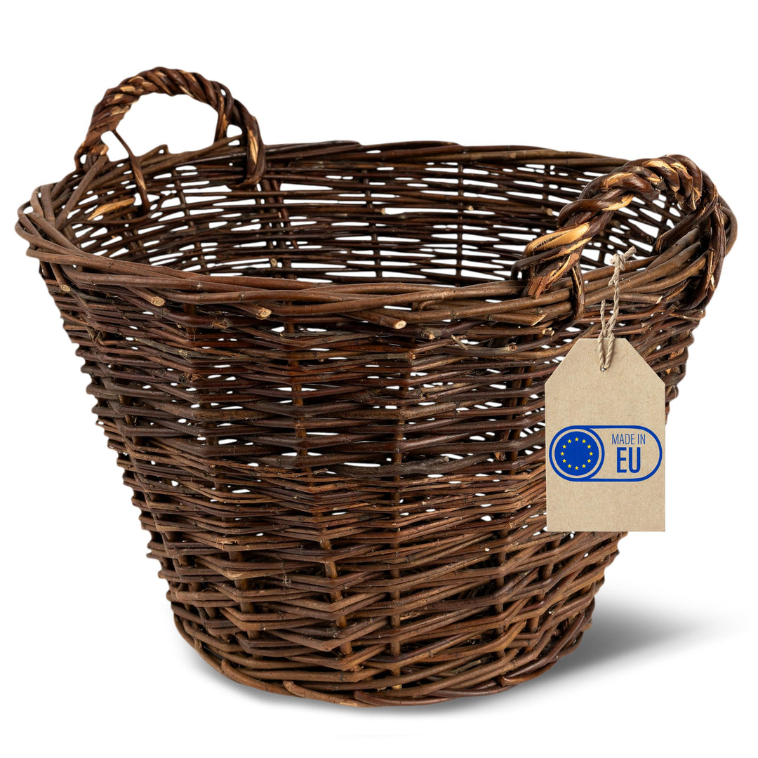 Creative Home Weidenkorb mit Zwei Henkel | Gross ø 40 cm | Perfekt für Geschenkkorb Kaminkorb Brennh