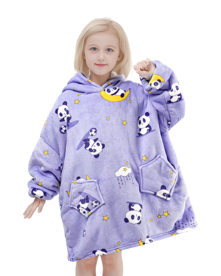 Wenlia Übergrosse Hoodie Blanket für Mädchen, Kinder Flanell Sweatshirt Decke Kuschelpullover, Einho