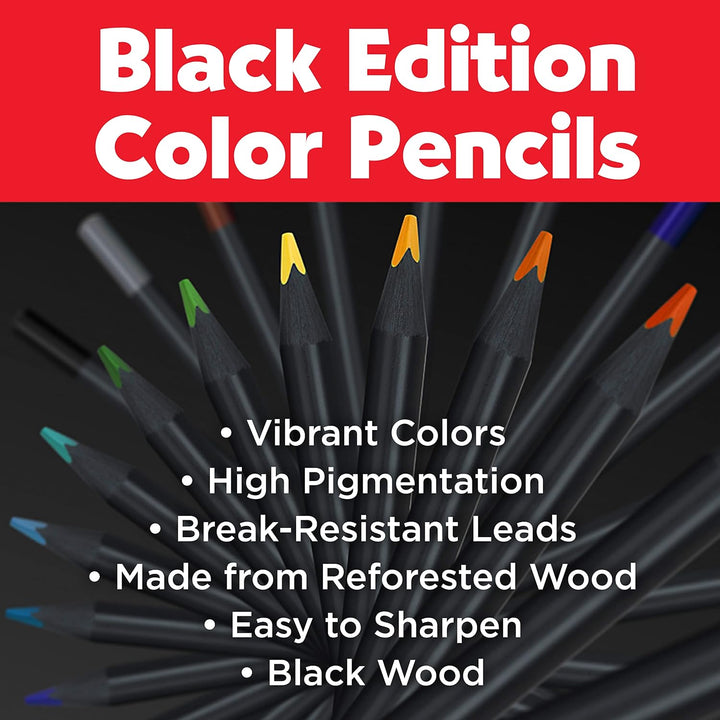 Faber-Castell 116450 - Buntstifte Blackwood, Black Edition, 50er Etui, leuchtende Farben mit weichem
